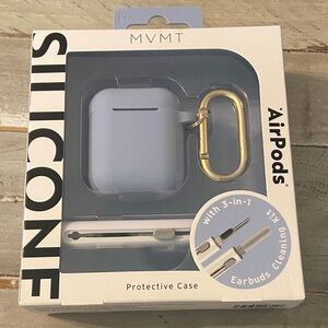 MVMT Silicone AirPods Case - Light Blue with Gold Clip